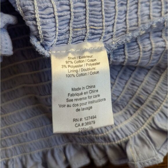 Heartloom Rushed Ruffle Hem Bubble Sleeve Babbydoll Top Blue Womens Size L - Picture 5 of 10